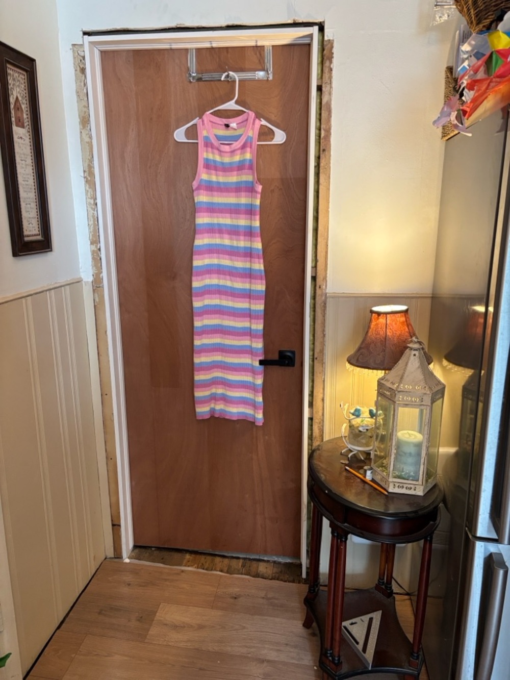 Divided Multicolor Striped Maxi Dress